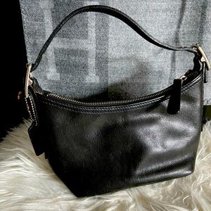 Coach black leather baguette